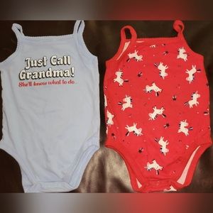 GARANIMALS BABY GIRLS SLEEVELESS CAMI BODYSUITS, 2 PIECES,  SIZE 18 MONTHS